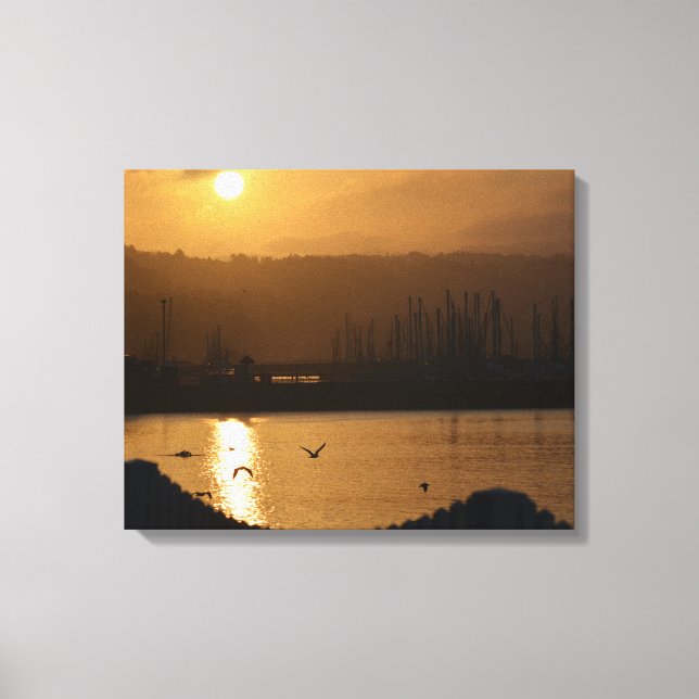 Half Moon Bay Marina Sunrise IV - Wrapped Canvas (Front)
