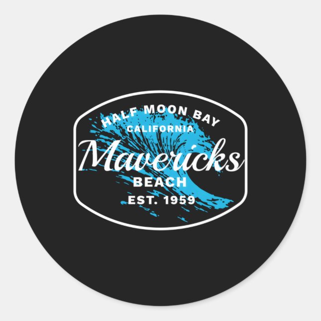 Half Moon Bay Mavericks Beach Surfing Travel Classic Round Sticker (Front)