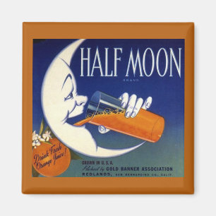 Half Moon Brand Oranges Crate Label Magnet