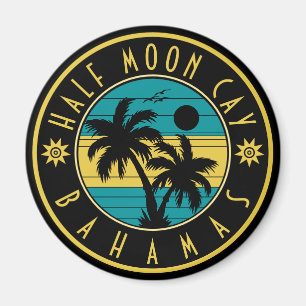 Half Moon Cay Bahamas Retro Palm Trees Souvenirs Magnet