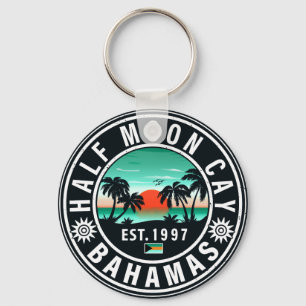Half Moon Cay Bahamas Retro Sunset Souvenirs 60s Key Ring