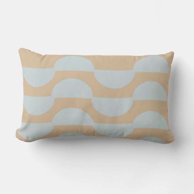 half moon outdoor pillow light blue and beige (Front)