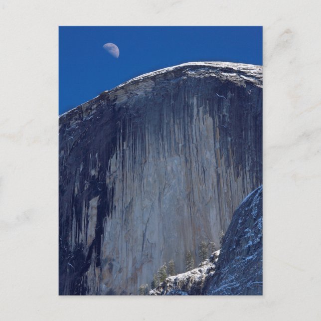 Half Moon Rising over Top of Half Dome Postcard (Front)