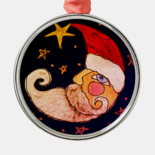 Half Moon Santa Abstract Art Metal Tree Decoration