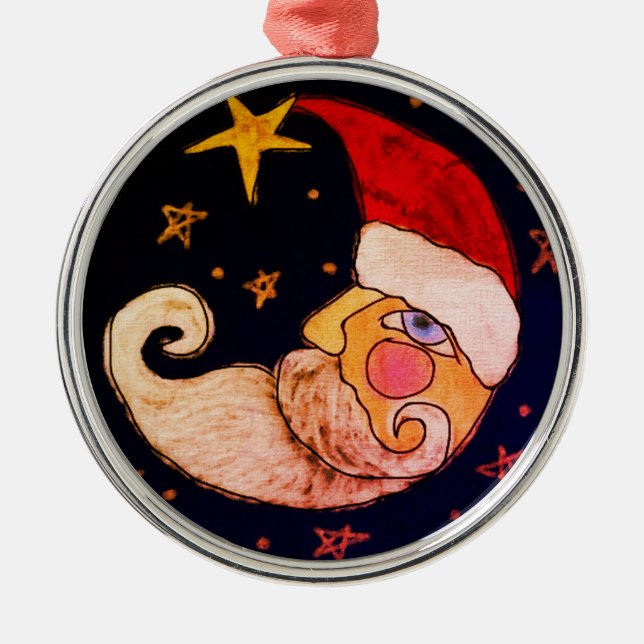 Half Moon Santa Abstract Art Metal Tree Decoration (Front)