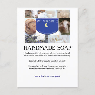 Half Moon soap info card collage