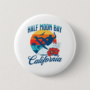 Half Moon Y California Beach Surf Summer Vacation 6 Cm Round Badge