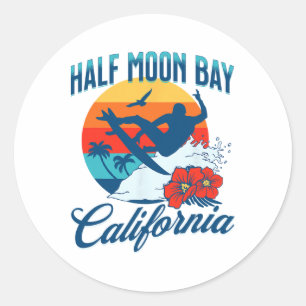 Half Moon Y California Beach Surf Summer Vacation Classic Round Sticker