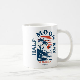 Half Moon Y California Retro Surfer Vintage Beach  Coffee Mug