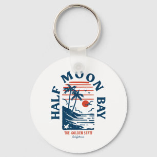 Half Moon Y California Retro Surfer Vintage Beach Key Ring