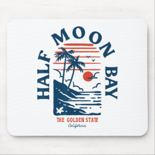 Half Moon Y California Retro Surfer Vintage Beach Mouse Mat