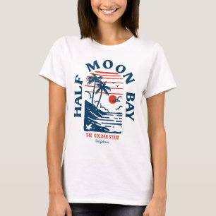 Half Moon Y California Retro Surfer Vintage Beach T-Shirt
