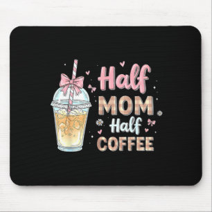Half Mum Half Coffee Cute Iced Coffee Retro Mama Mouse Mat