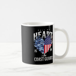 Half My Heart In Coast Guard USA Flag Navy Milita Coffee Mug