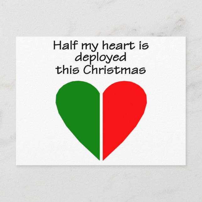 Half My Heart Is Deployed This Christmas Holiday Postcard (Front)