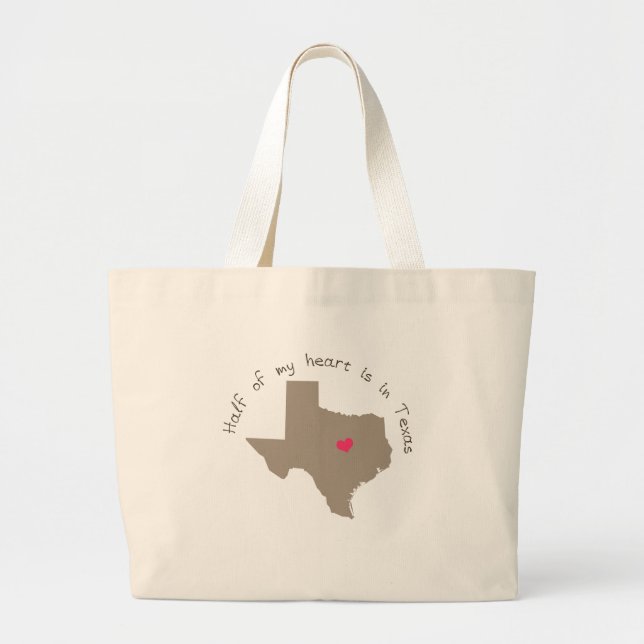 Half My Heart is in Texas Large Tote Bag (Front)