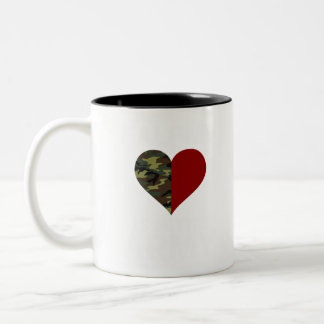Half my heart is in the army Two-Tone coffee mug