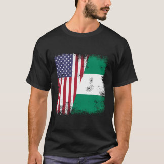 Half Nigerian Flag Vintage Nigeria Usa Gift For Ch T-Shirt