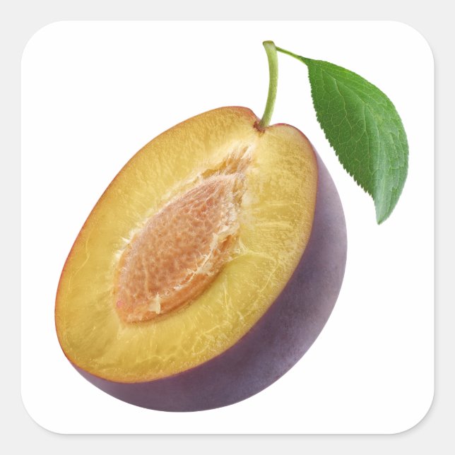 Half of blue plum square sticker (Front)