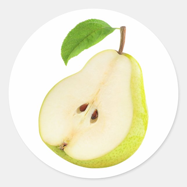 Half of yellow pear classic round sticker (Front)