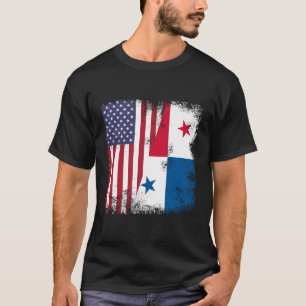 Half Panamanian Flag Vintage Panama Usa Gift T-Shirt