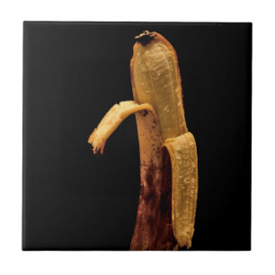 Half Peeled Banana Still Life Tile