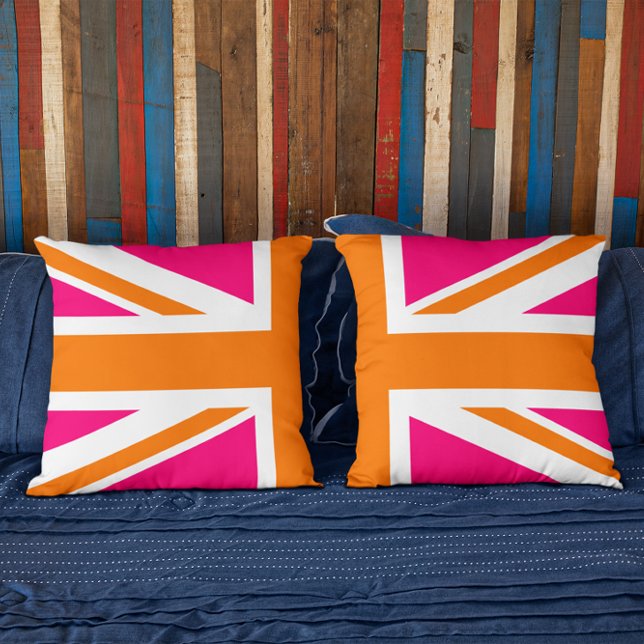 Half Pink and Orange Union Jack Cushion (Creator Uploaded)