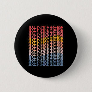 Half-pipe Skiing Groovy Retro Sports 6 Cm Round Badge
