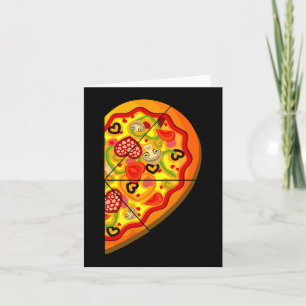 Half Pizza Cute Hearts Shape Matching Couple Valen Card