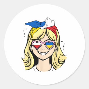 Half Polish Half Ukrainian Little Girl Classic Round Sticker