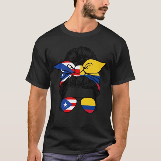 Half Puerto Rican Half Colombian Pride Puerto Rico T-Shirt (Front)