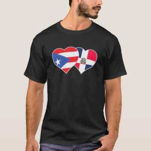 Half Puerto Rican Half Dominican Flag Heart Domini T-Shirt