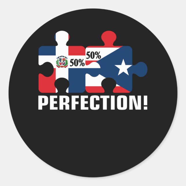 Half Puerto Rican Half Dominican Flag Map Combined Classic Round Sticker (Front)
