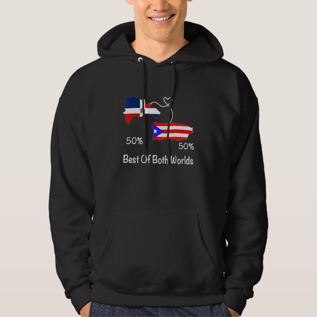 Half Puerto Rican Half Dominican Flag Map Combined Hoodie (Front)