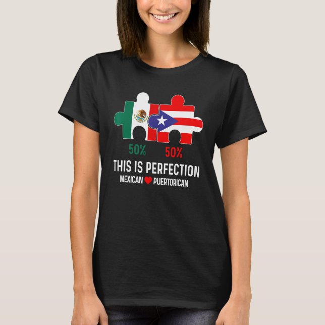 Half Puerto Rican Half Mexican Flag Mixed Race Pri T-Shirt (Front)