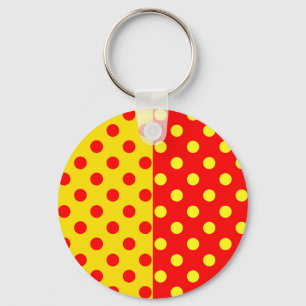 Half Red Yellow Polka Dots Pattern Design Key Ring
