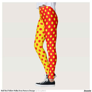 Half Red Yellow Polka Dots Pattern Design  Leggings