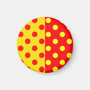 Half Red Yellow Polka Dots Pattern Design Magnet