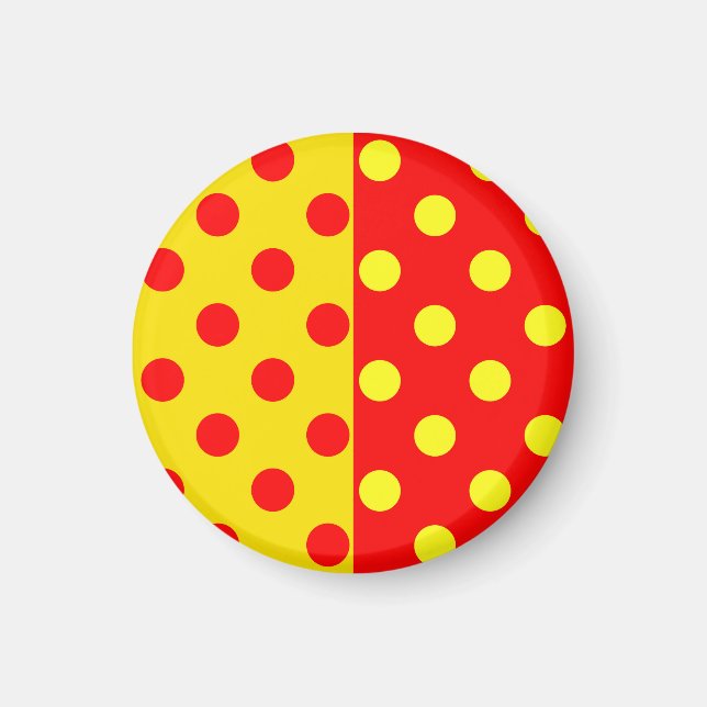 Half Red Yellow Polka Dots Pattern Design  Magnet (Front)