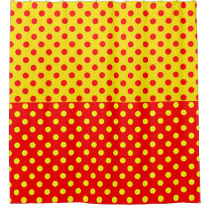 Half Red Yellow Polka Dots Pattern Design  Shower Curtain
