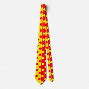 Half Red Yellow Polka Dots Pattern Design Tie