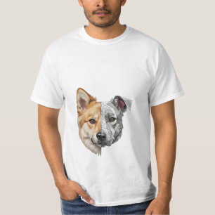Half Robotic Dog Face T-Shirt