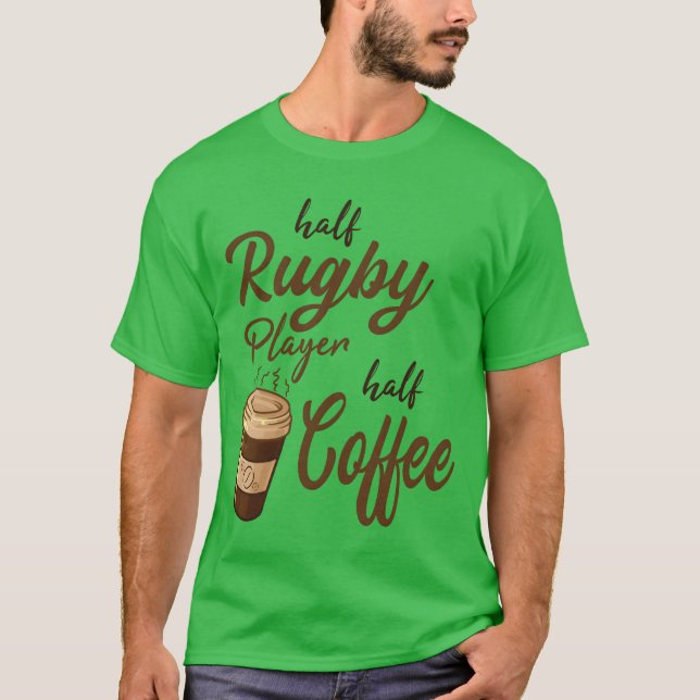 Half Rugby Player Half Coffee retro T-Shirt (Front)