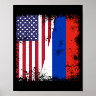 Half Russian Flag Poster