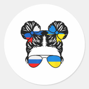 Half Russian Half Ukrainian Girl Russia Kids Herit Classic Round Sticker
