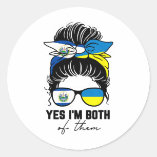 Half Salvadoran Half Ukrainian Girl El Salvador Uk Classic Round Sticker