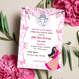 Half Saree Ritu Kala Samskara Butterfly Invitation