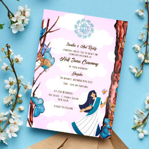 Half Saree Ritu Kala Samskara Butterfly Invitation