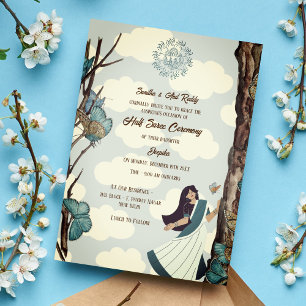 Half Saree Ritu Kala Samskara Butterfly Invitation