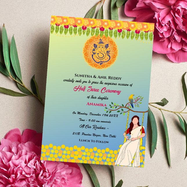 Half Saree Ritu Kala Samskara Invitation (Creator Uploaded)